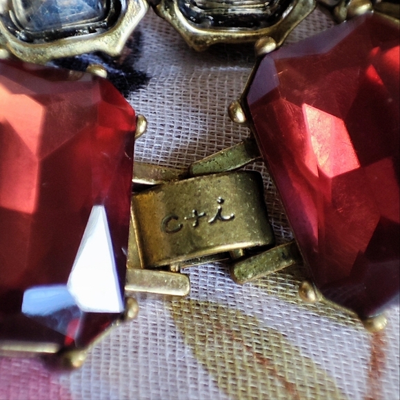 Chloe and Isabel Rhinestone Oxidized Brass Necklace and Pierced Earrings Set - Picture 8 of 14